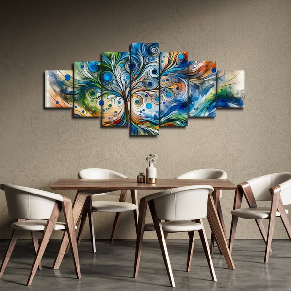 Obraz - Barevný energický strom (210x100 cm)