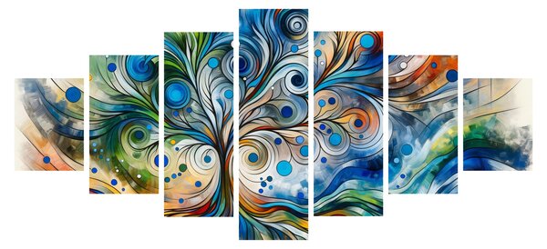 Obraz - Barevný energický strom (210x100 cm)