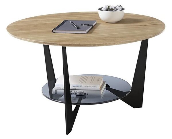 Konferenční stolek MARMO pr. 70 cm dub/černá