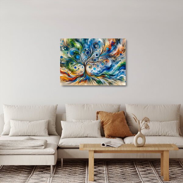 Skleněný obraz - Barevný energický strom (70x50 cm)