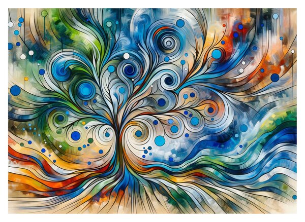 Skleněný obraz - Barevný energický strom (70x50 cm)