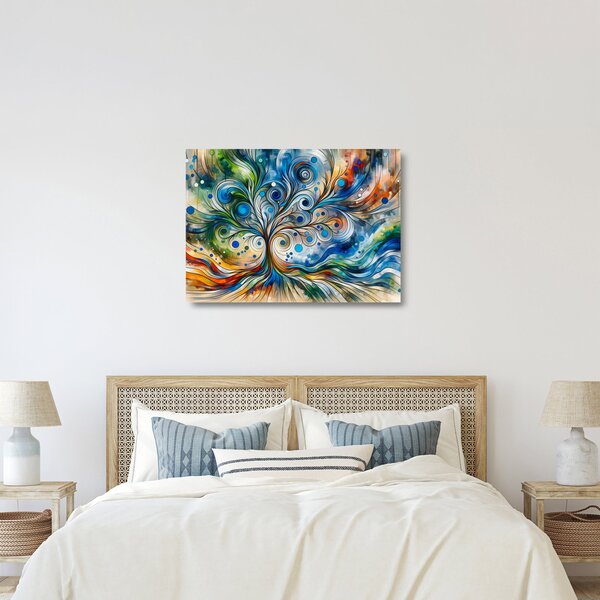Skleněný obraz - Barevný energický strom (70x50 cm)