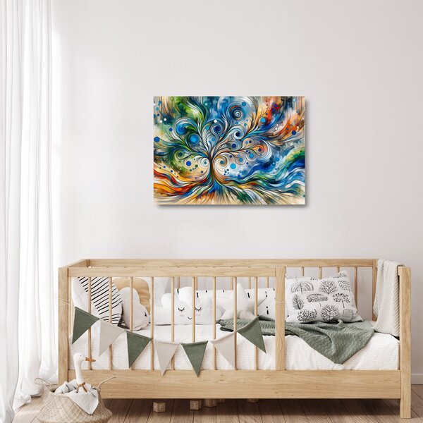 Skleněný obraz - Barevný energický strom (70x50 cm)