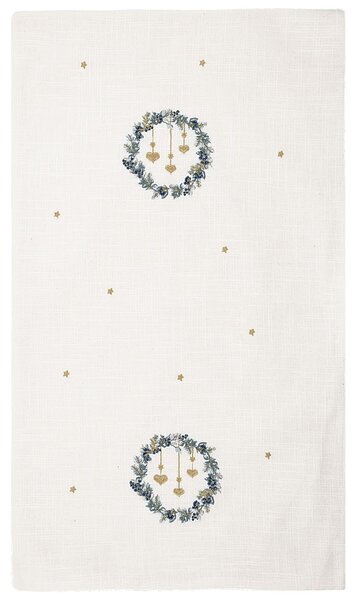 Běhoun na stůl s výšivkou Zelda White 45 × 140 cm
