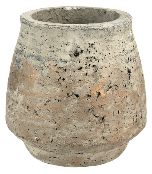 Béžovo-hnědý cementový květináč s patinou Romein – 19x18 cm