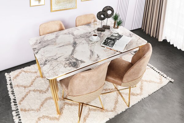 Hanah Home Set židlí MADRID zlatý hnědý - Doprodej