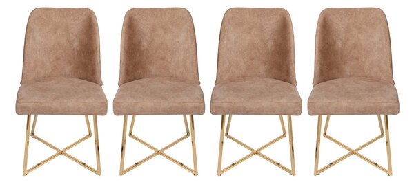 Hanah Home Set židlí MADRID zlatý hnědý - Doprodej