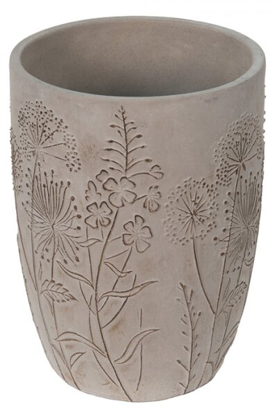 Šedý cementový obal na květináč/váza s lučními květy Wildflowers – 18x25 cm