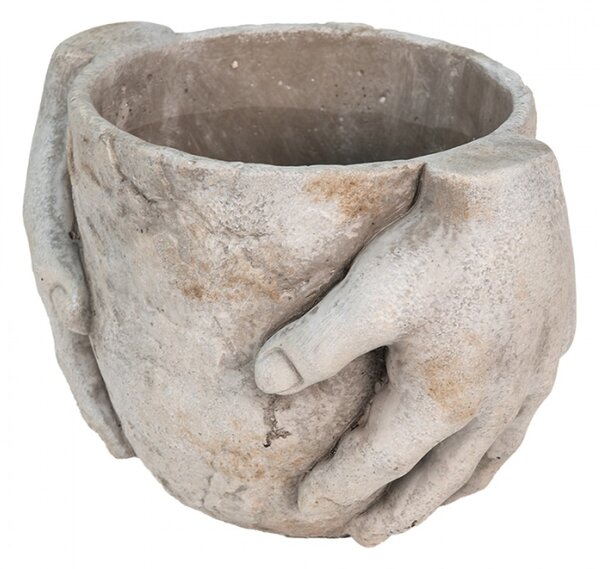 Cementový obal na květináč s držícíma rukama Meganne – 21x16x15 cm