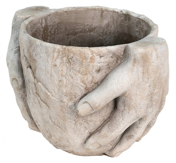 Cementový obal na květináč s držícíma rukama Meganne – 25x18x17 cm