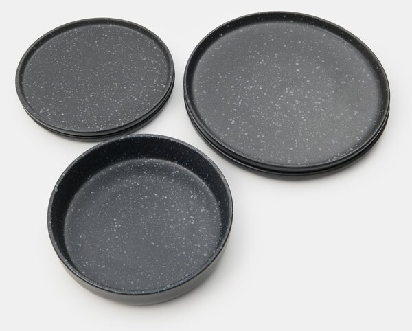Sinsay - Keramické talíře s tečkovaným vzorem 2 pack - černá