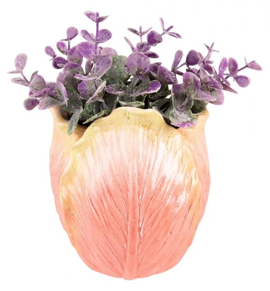 Oranžový nástěnný květináč ve tvaru květu tulipánu – 12x8x15 cm