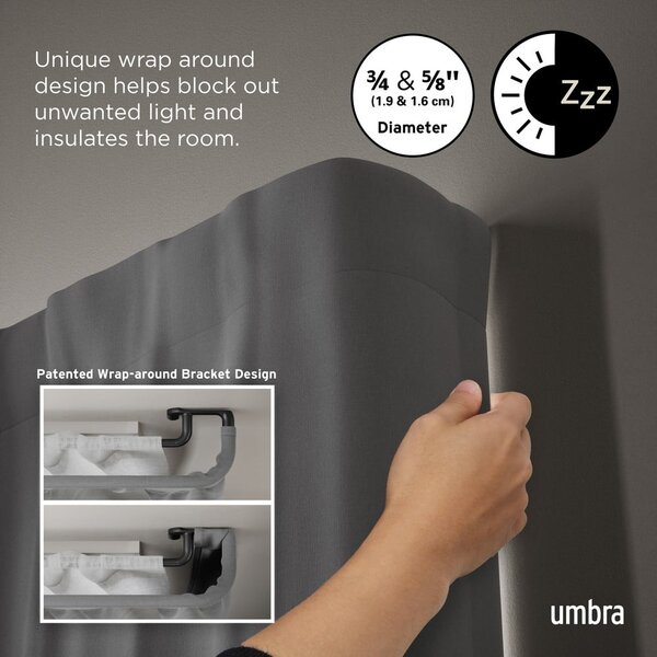 Ocelová roztažitelná dvojitá garnýž 76 - 213 cm Twilight – Umbra