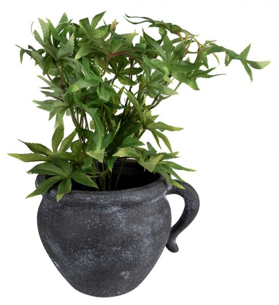 Granitový antik keramický obal na květináč s uchem Granit – 20x16x14 cm