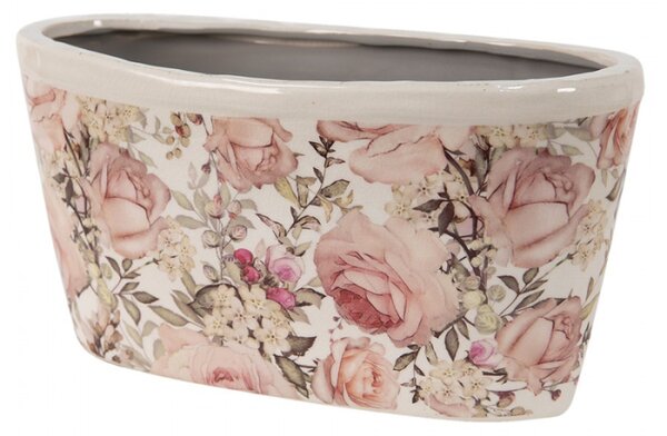 Keramický obal na květináč s růžemi Roses I – 27x13x14 cm