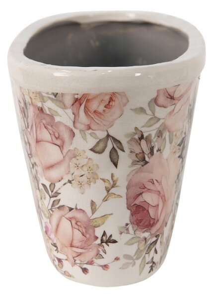 Keramický obal na květináč s růžemi Roses I – 27x13x14 cm