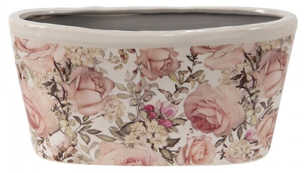 Keramický obal na květináč s růžemi Roses I – 27x13x14 cm