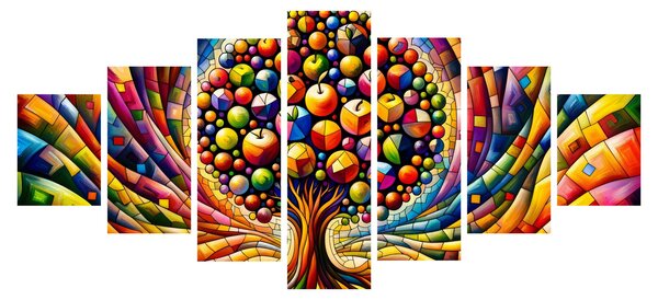 Obraz - Barevný strom s jablky (210x100 cm)