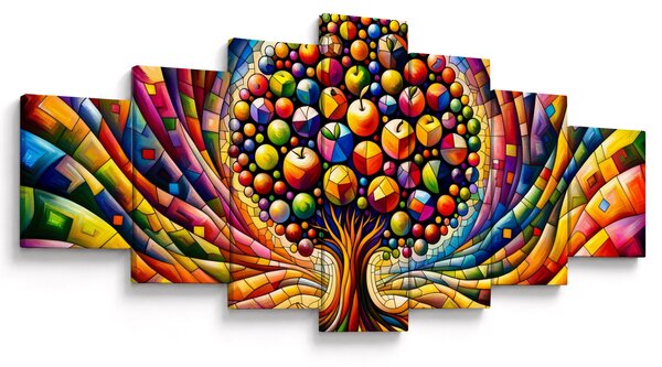 Obraz - Barevný strom s jablky (210x100 cm)