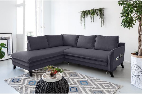 Antracitová rozkládací rohová pohovka Miuform Charming Charlie L, levý roh