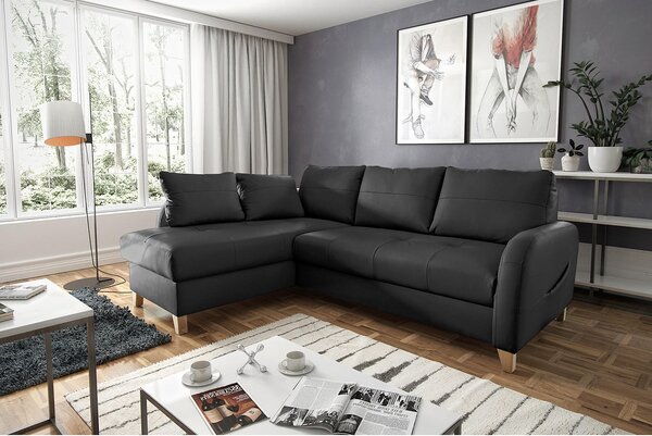 ROHOVÁ SEDAČKA, textil, kůže, černá Livetastic - Sedací soupravy, Online Only