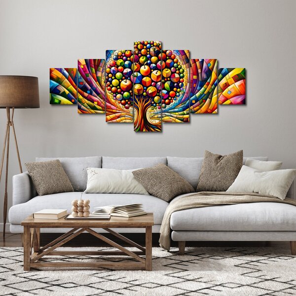 Obraz - Barevný strom s jablky (210x100 cm)