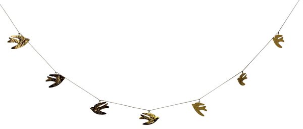 Závěsná mosazná girlanda s ptáčky Bird Brass 180 cm