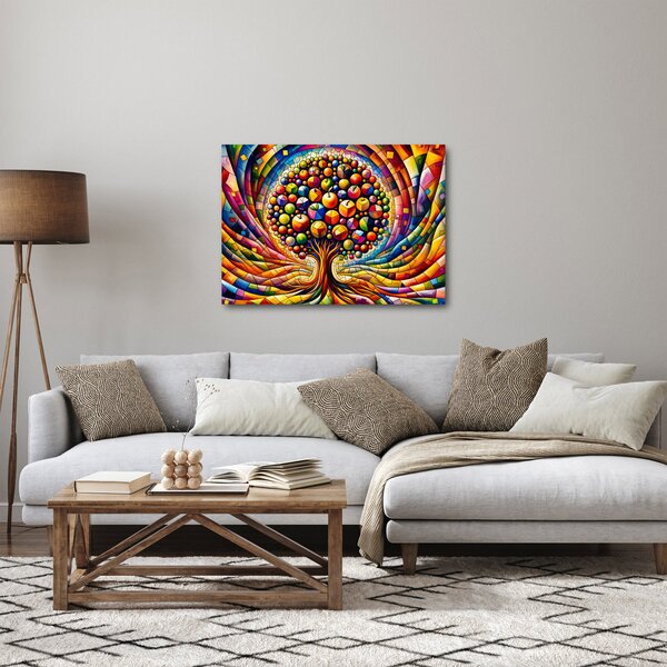 Obraz - Barevný strom s jablky (70x50 cm)
