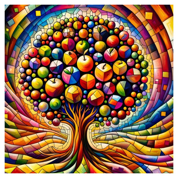 Obraz - Barevný strom s jablky (30x30 cm)
