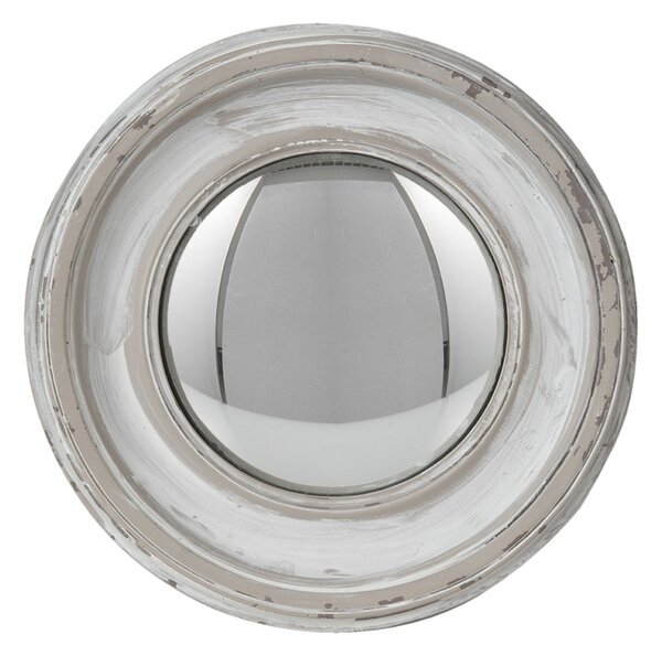 Bílo-šedé antik nástěnné vypouklé dekorační zrcadlo – 23x3 cm