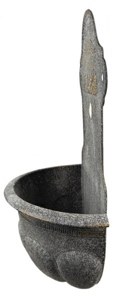 Šedý plechový nástěnný květináč ve tvaru umyvadla Angela – 46x23x72 cm