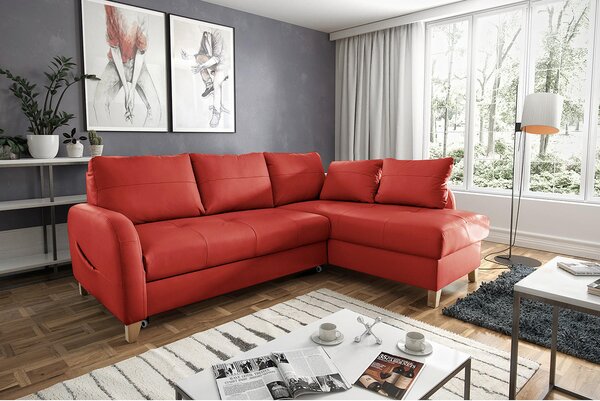 ROHOVÁ SEDAČKA, textil, kůže, červená Livetastic - Sedací soupravy, Online Only
