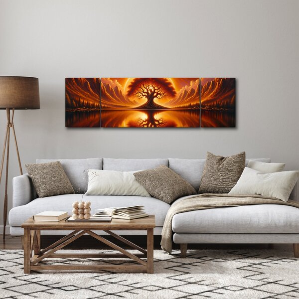 Obraz - Strom v krvavém slunci (170x50 cm)