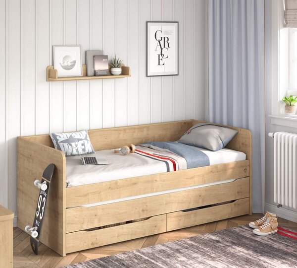 Čilek Patrová postel Mocha Studio pro 3 děti 90x200 cm s úložným prostorem (schody)