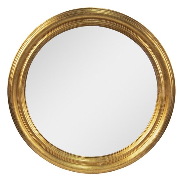 Zlaté nástěnné zrcadlo v dřevěném rámu – 59 cm
