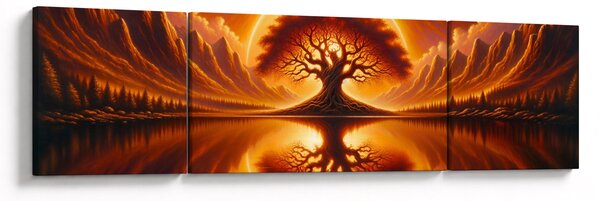 Obraz - Strom v krvavém slunci (170x50 cm)