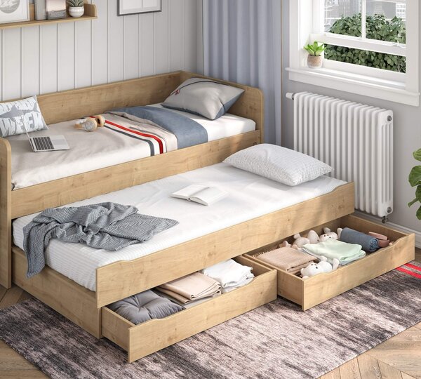 Čilek Patrová postel Mocha Studio pro 3 děti 90x200 cm s úložným prostorem (schody)