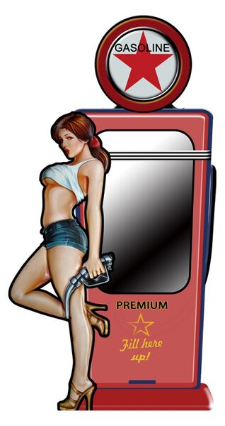 Nástěnné zrcadlo v červeném kovovém rámu Gasoline – 48x4x90 cm