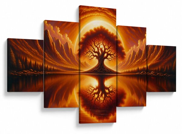 Obraz - Strom v krvavém slunci (125x70 cm)