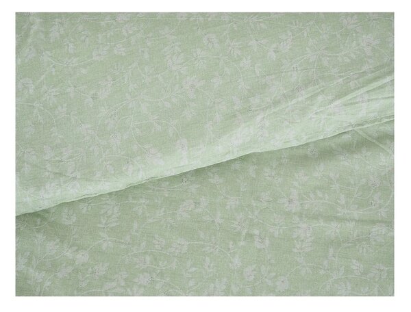 Zelené krepové povlečení na jednolůžko 140x200 cm Green Flowers – B.E.S