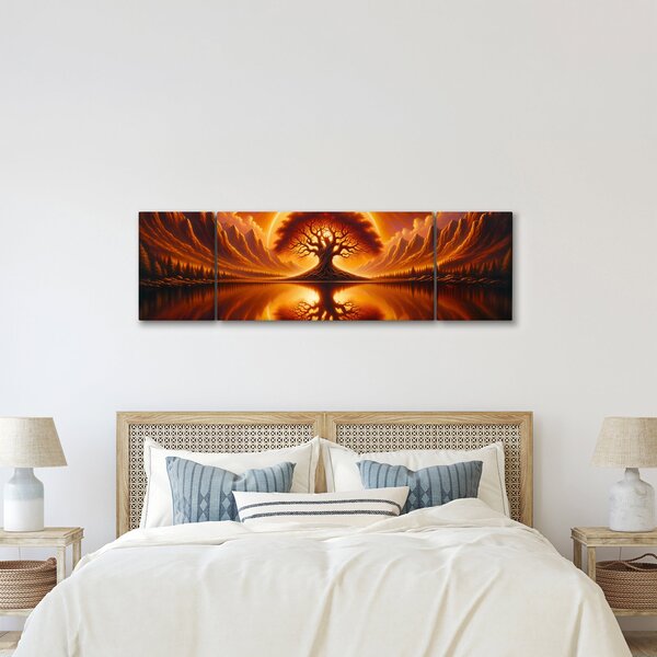 Obraz - Strom v krvavém slunci (170x50 cm)