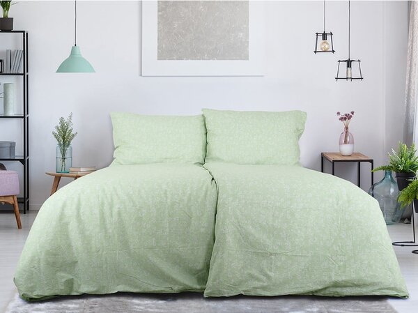 Zelené krepové povlečení na jednolůžko 140x200 cm Green Flowers – B.E.S