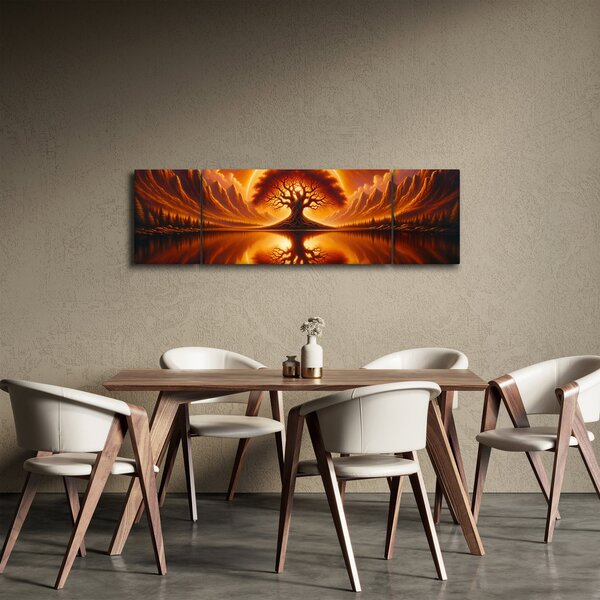 Obraz - Strom v krvavém slunci (170x50 cm)