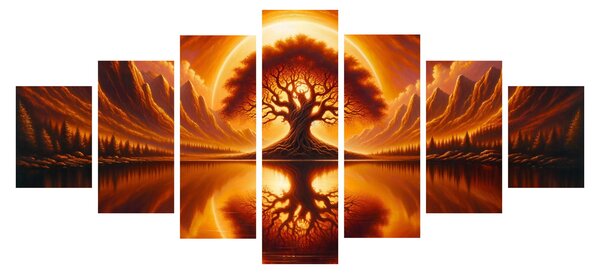 Obraz - Strom v krvavém slunci (210x100 cm)