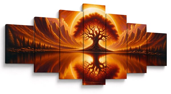 Obraz - Strom v krvavém slunci (210x100 cm)