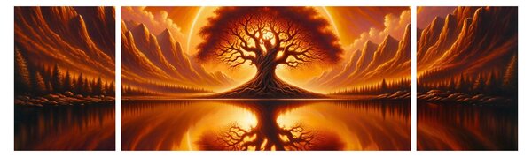 Obraz - Strom v krvavém slunci (170x50 cm)