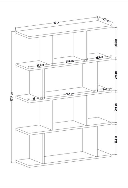 Bílá/přírodní knihovna v dekoru dubu 90x127 cm Harmon – Kalune Design