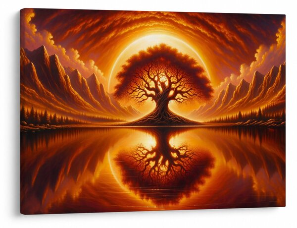 Obraz - Strom v krvavém slunci (70x50 cm)