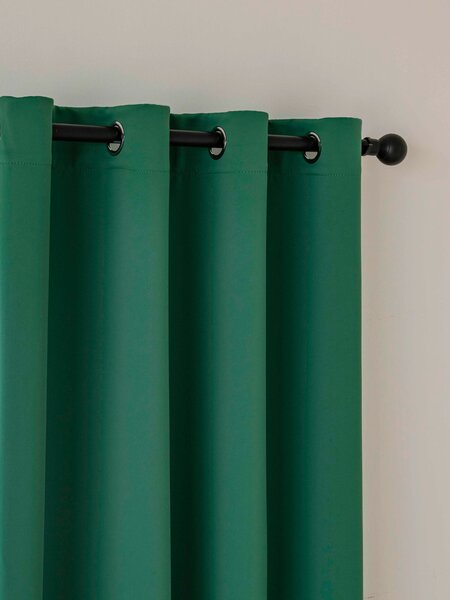 MK Lůžkoviny Blackout závěsy Elias tmavě zelená – 140 × 160 cm (2 ks) - kroužky