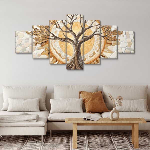 Obraz - Zlatý strom života v mozaice (210x100 cm)